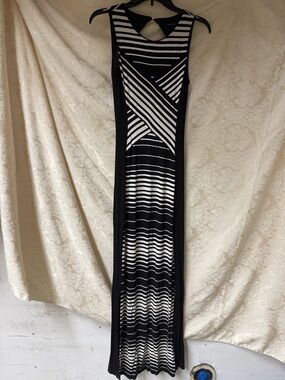 White House Black Market Maxi Dress Black /White Horizontal Stripes